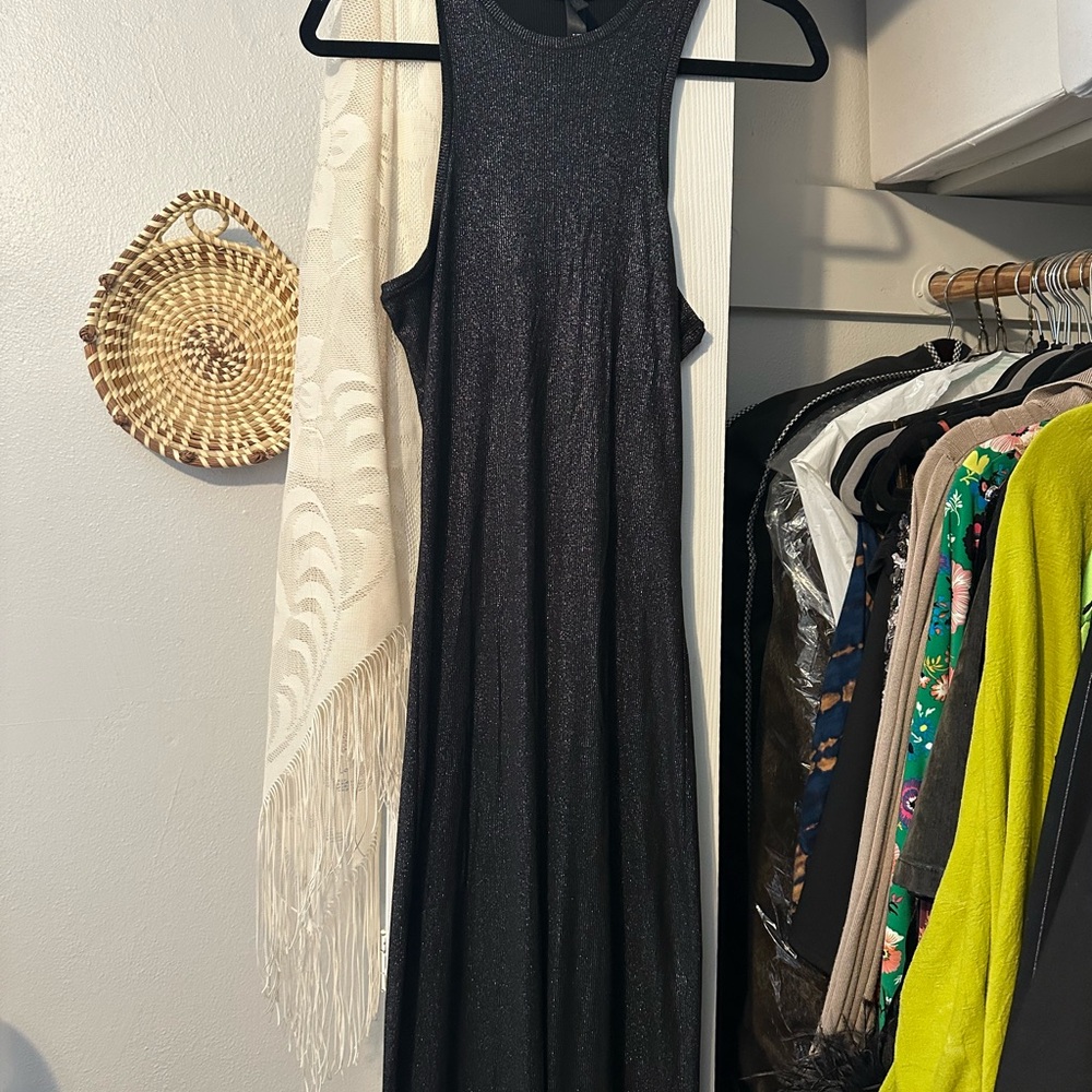 SKIMS Black Soft Lounge Shimmer Maxi Dress